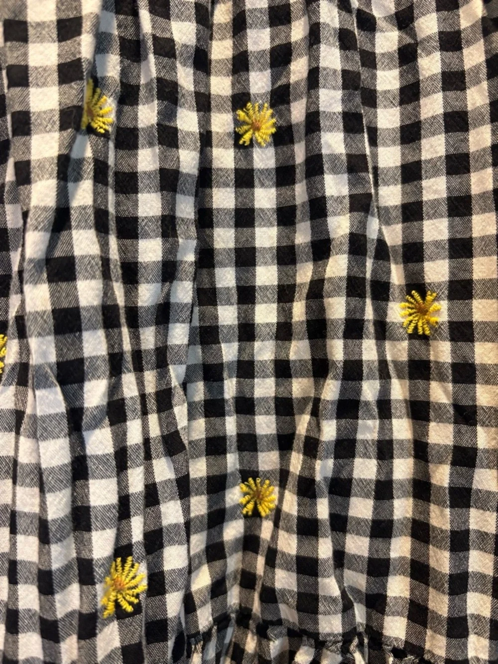Old Navy Black & White Gingham Tiered Maxi Skirt with Yellow Floral Accents - Picture 2 of 2